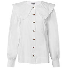 Рубашка GANNI Cotton Shirt With Collar Detail