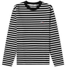 Футболка Maison Kitsuné Long Sleeve Tricolour Fox Stripe Tee