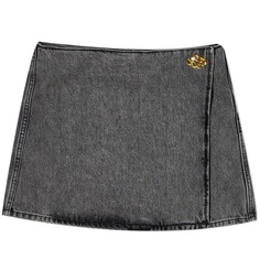 Юбка GANNI Black Washed Wrap Mini Skirt