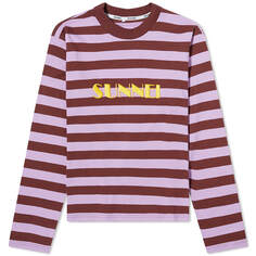 Футболка Sunnei Long Sleeve Striped Logo Tee