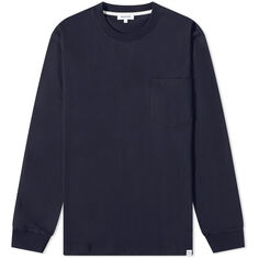 Лонгслив Norse Projects Long Sleeve Johannes Standard Pocket, темно-синий