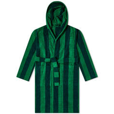 Махровый банный халат с капюшоном Tekla Fabrics, зеленый/темно-зеленый