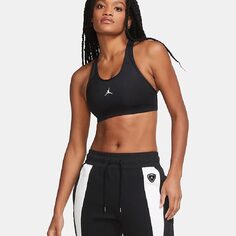 Топ Nike Air Jordan Jumpman Women&apos;s Medium-Support 1-Piece Pad Sports, черный/белый