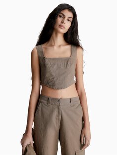 Топ Calvin Klein Cropped Corset, коричневый