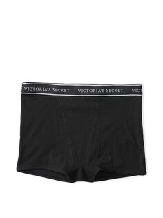 Трусы Victoria&apos;s Secret Logo Cotton High-Waist Boyshort, черный