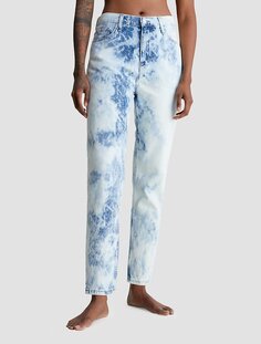 Отбеленные джинсы Mom длиной до щиколотки Calvin Klein, синий