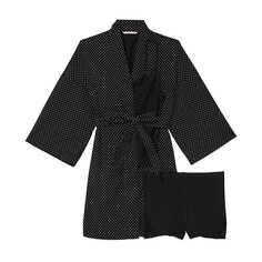 Пижамный комплект Victoria&apos;s Secret Cotton, 3 предмета, черный