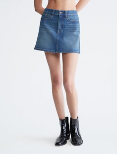 Джинсовая юбка мини-трапеция Micro Mini Calvin Klein