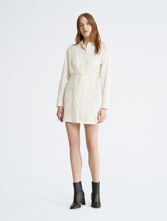 Платье-рубашка из сирсакера на пуговицах Calvin Klein, белый