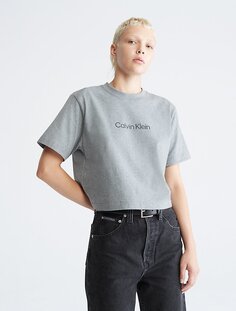 Стандартная футболка свободного кроя с круглым вырезом и логотипом Calvin Klein, серый
