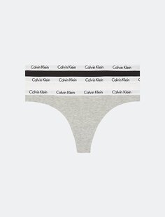 Комплект из 3 хлопковых стрингов с логотипом Carousel Calvin Klein, серый