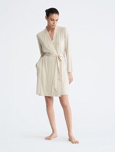 Модальный атласный халат для сна Calvin Klein, аргиллит