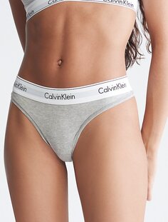Современные хлопковые стринги Calvin Klein, серый