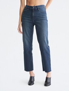 Голубые джинсы до щиколотки прямого кроя с высокой посадкой Calvin Klein