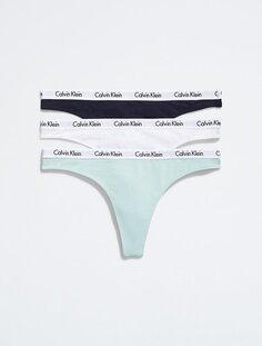 Комплект из 3 хлопковых стрингов с логотипом Carousel Calvin Klein, белый
