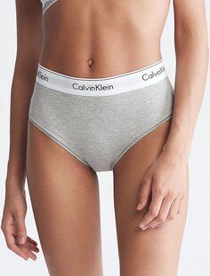 Низ бикини с высокой талией из современного хлопка Calvin Klein, серый