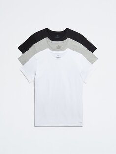 Хлопковая футболка классического кроя из 3 комплектов с круглым вырезом Calvin Klein, белый