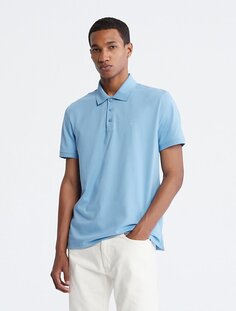 Гладкая хлопковая рубашка-поло Calvin Klein, синий