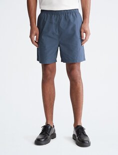 Хлопковые шорты без застежек из поплина цвета хаки Calvin Klein, синий