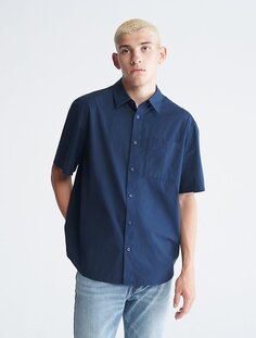 Легкая рубашка с коротким рукавом и карманом Calvin Klein, сапфировый