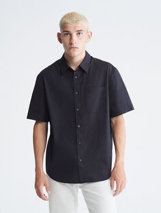 Легкая рубашка с коротким рукавом и карманом Calvin Klein, черный