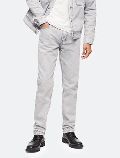 Узкие прямые джинсы кислотной стирки Calvin Klein, серый