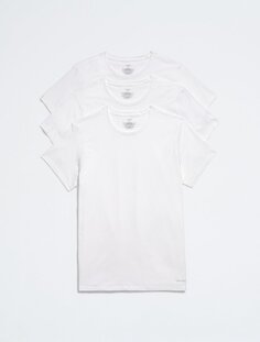 Хлопковая футболка классического кроя из 3 комплектов с круглым вырезом Calvin Klein, белый