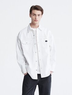 Белая джинсовая куртка-рубашка Calvin Klein, белый
