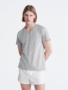 Хлопковая футболка классического кроя из 3 комплектов с v-образным вырезом Calvin Klein, белый