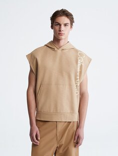 Худи без рукавов с логотипом цвета хаки Relaxed Fit Stencil Logo Calvin Klein