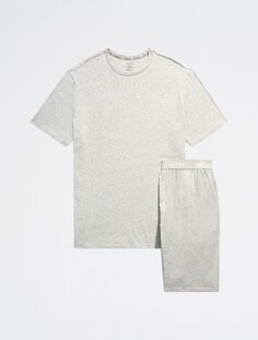 Хлопковая эластичная футболка + шорты для сна Calvin Klein, серый