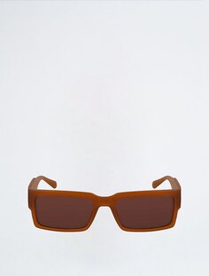 Солнцезащитные очки Pride Iconic в прямоугольной оправе с монограммой Calvin Klein, карамель
