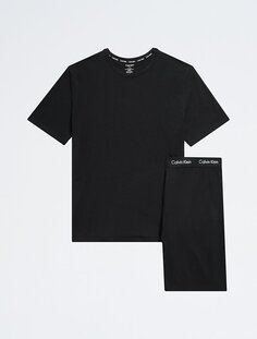 Хлопковая эластичная футболка + шорты для сна Calvin Klein, черный