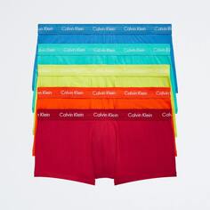 Комплект из 5 пар трусов Calvin Klein Pride Cotton Stretch Low Rise, голубой/желтый/красный