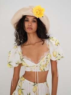 Кроп-топ For Love &amp; Lemons Alana, белый/желтый