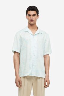 Рубашка из лиоцелла классического кроя с короткими рукавами H&amp;M, голубой/с рисунком H&M
