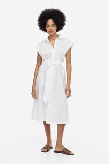 Платье-рубашка с поясом H&amp;M, белый H&M