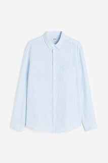 Essentials No 17: Льняная рубашка H&amp;M, светло-голубой/белый в полоску H&M