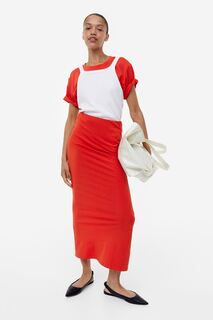 Длинная юбка из джерси H&amp;M, красный H&M