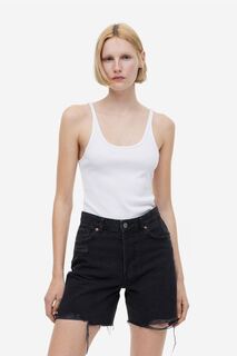 Высокие джинсовые шорты-бермуды H&amp;M, черный H&M