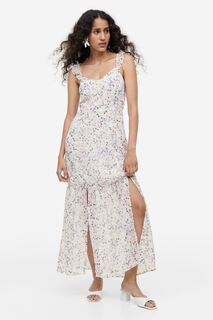 Шифоновое платье с открытой спиной H&amp;M, белый/цветочный H&M