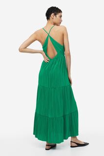 Плиссированное платье макси H&amp;M, зеленый H&M