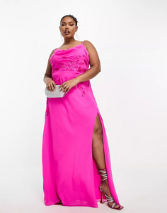 Платье Hope &amp; Ivy Plus cowl neck embellished, ярко-розовый