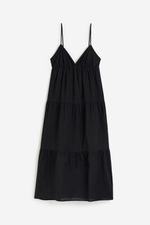 Многоярусное хлопковое платье H&amp;M, черный H&M