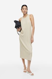 Платье из смесового льна H&amp;M, светло-бежевый меланж H&M