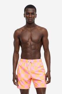 Узорчатые плавательные шорты H&amp;M, оранжевый/розовый в клетку H&M