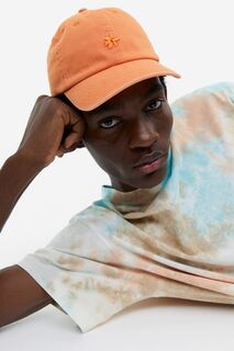 Хлопковая кепка с вышивкой H&amp;M, бледно-оранжевый/цветок H&M