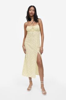 Платье с завязками H&amp;M, светло-желтый/цветочный H&M