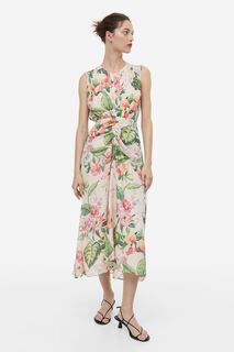 Шифоновое платье с рисунком H&amp;M, светло-бежевый/цветочный H&M