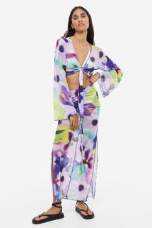 Длинная пляжная юбка H&amp;M, фиолетовый/цветочный H&M